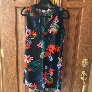 Old Navy Women's Black Floral Sleeveless Keyhole Dress sz Extra Small Tropical